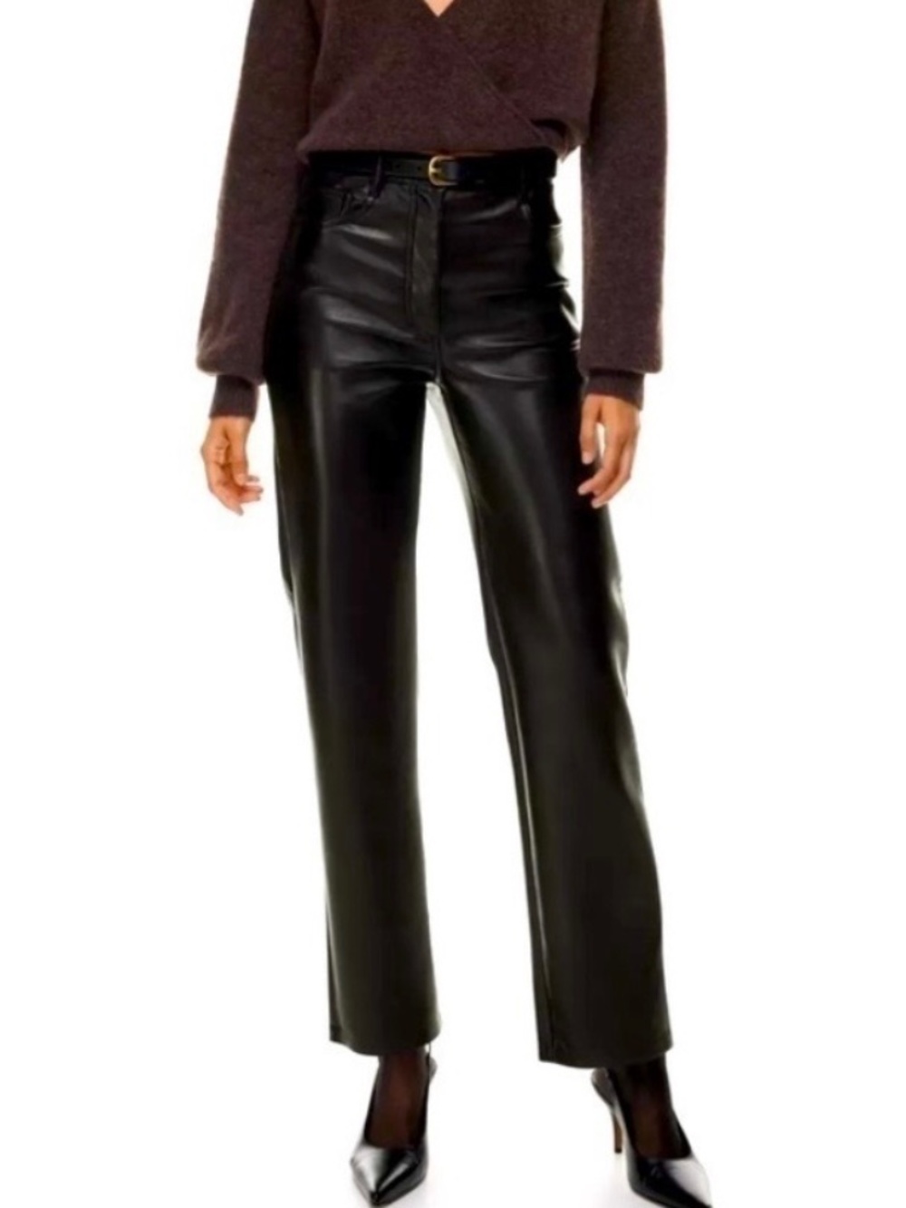 Aritzia Wilfred "The Melina" Vegan Leather Pants (Green)